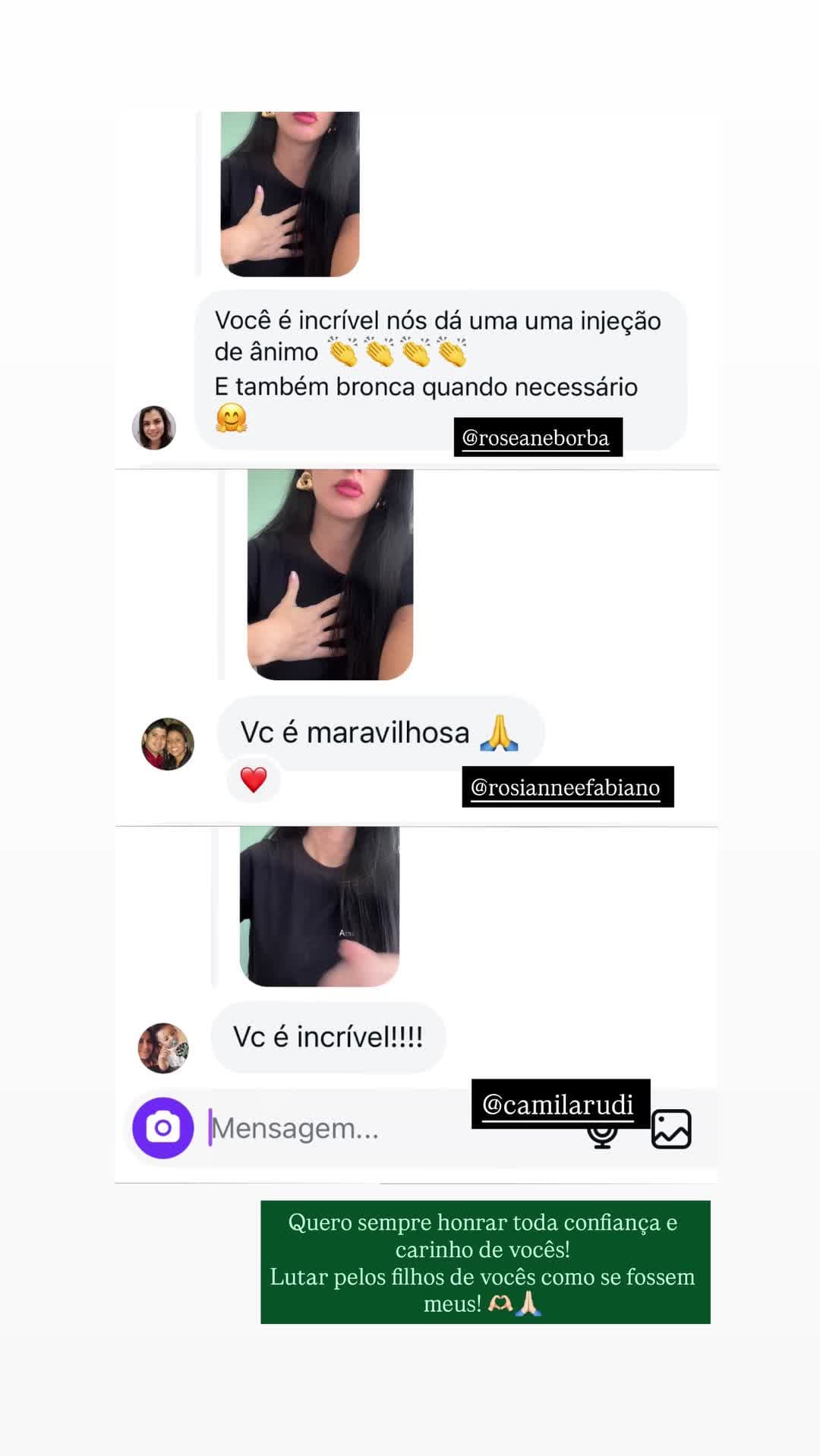 Mensagem de Seguidora