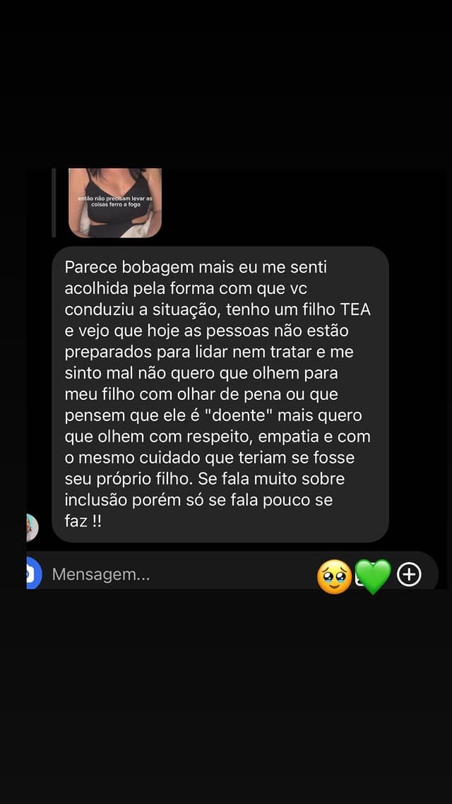Mensagem de Seguidora
